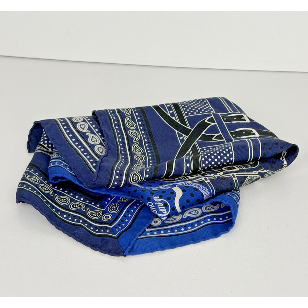 Hermes Buckle Print Bandana in Blue 100% Silk - Picture 4 of 9